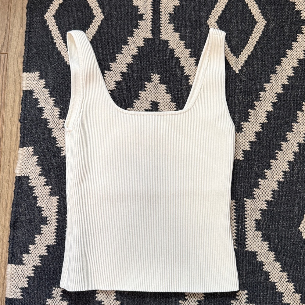 Open Edit Ribbed Tank Top - Cream